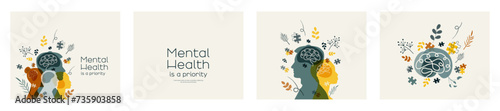 Mental Health is a priority. Set of cards.