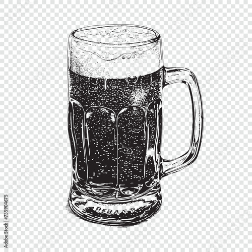 A cup of beer. Hand drawn engraving style vector illustrations.