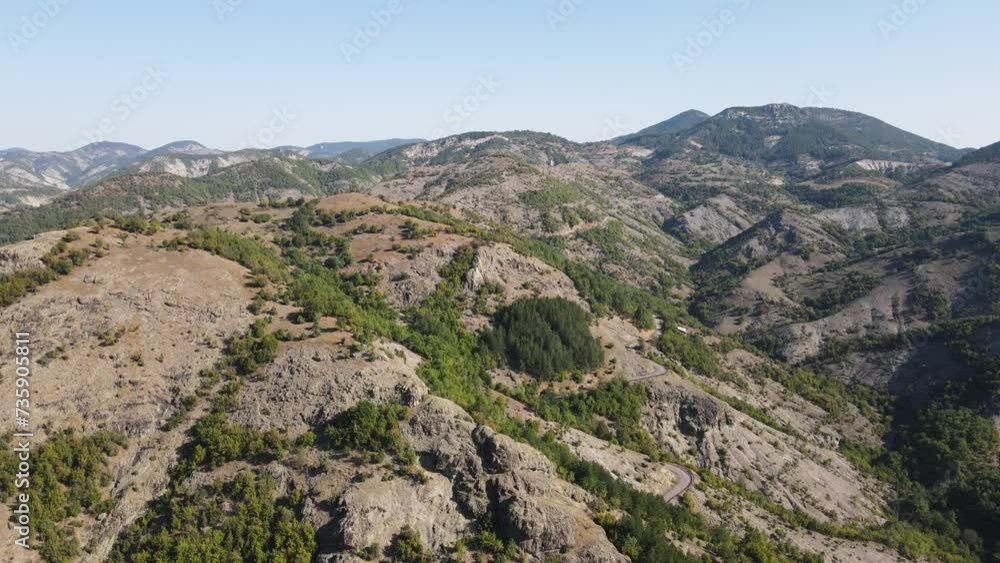 Amazing Aerial view of Rhodope Mountains near Borovitsa River, Bulgaria Amazing Aerial view of Rhodope Mountains near Borovitsa River, Bulgaria