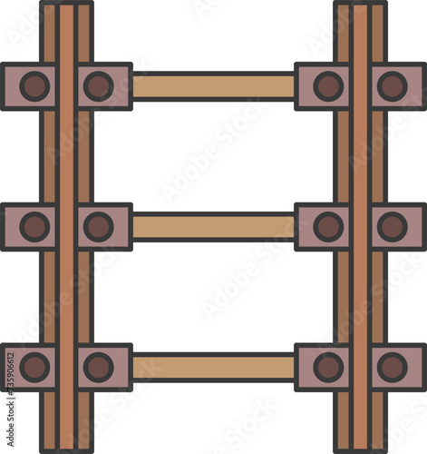 カラー駅関連アイコンイラスト　線路