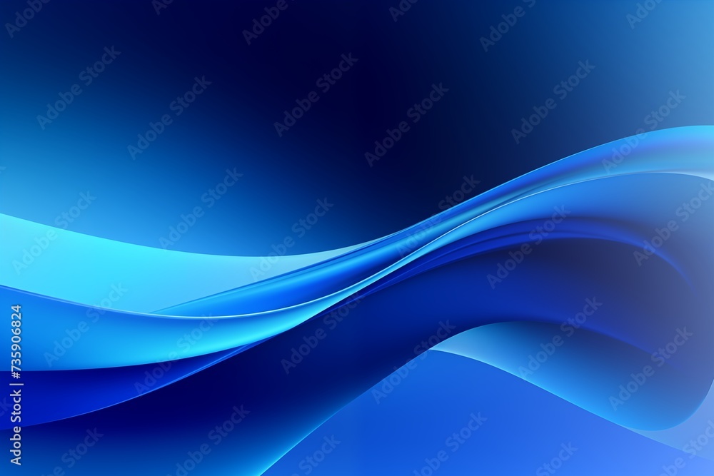 Obraz premium Blue wave gradient color background. Blue curve banner design. 