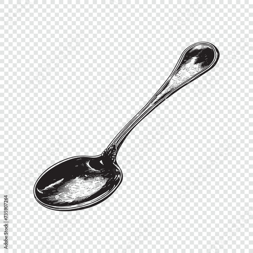 Spoon. Hand drawn engraving style vector illustrations.