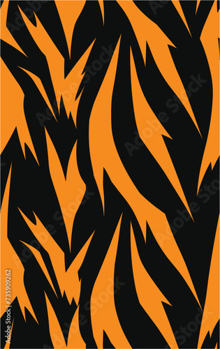 Animal tiger texture  pattern vector. Flat Vector Illustration. Tiger background. Tiger, zebra stripes. Vector seamless texture.