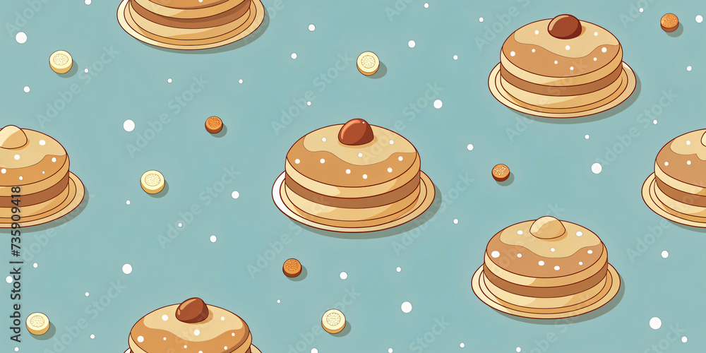 Sweet Bakery Delights Seamless Pattern Collection with Pancakes Sweet Bakery Delights Seamless Pattern Collection with Pancakes