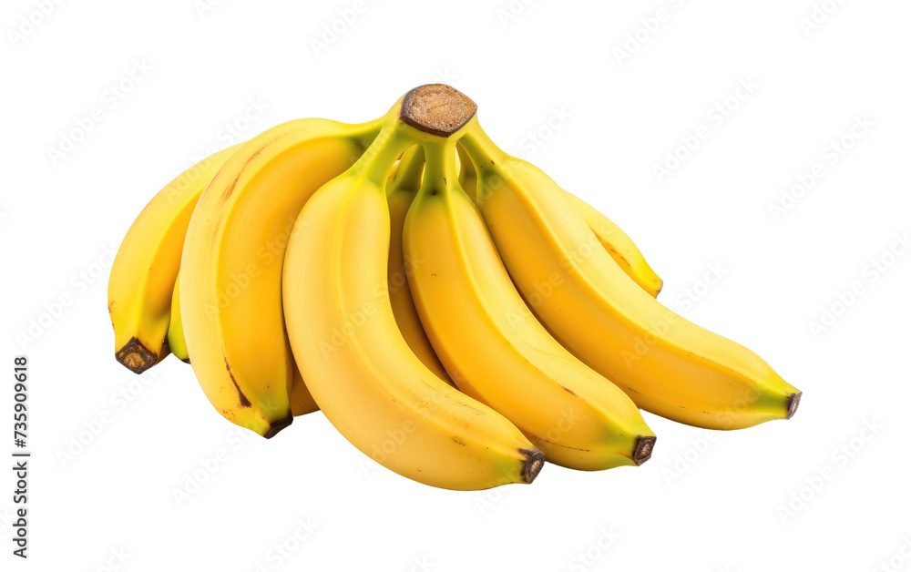Bunch of Ripe Bananas. A photo showcasing a bunch of perfectly ripe bananas placed on a plain Transparent background.