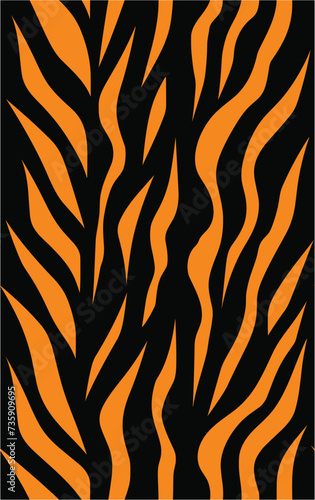 Fototapeta Naklejka Na Ścianę i Meble -  Line Abstract Background. Flat Vector Illustration. Texture tiger. Seamless pattern with tiger stripes.