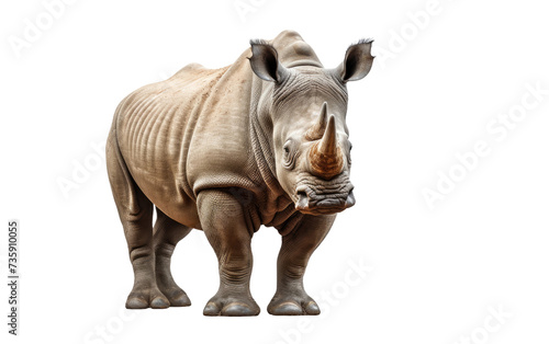 White Rhinoceros Standing in front of a Transparent background, showcasing its majestic presence and strong physical traits.