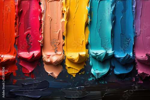 A Colorful Row of Paint on a Wall