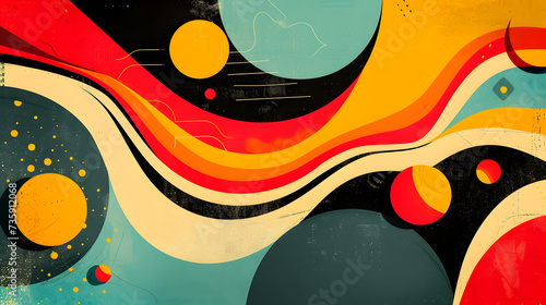 Retro modernist minimal pop art style abstract colorful vibrant seamless background wallpaper