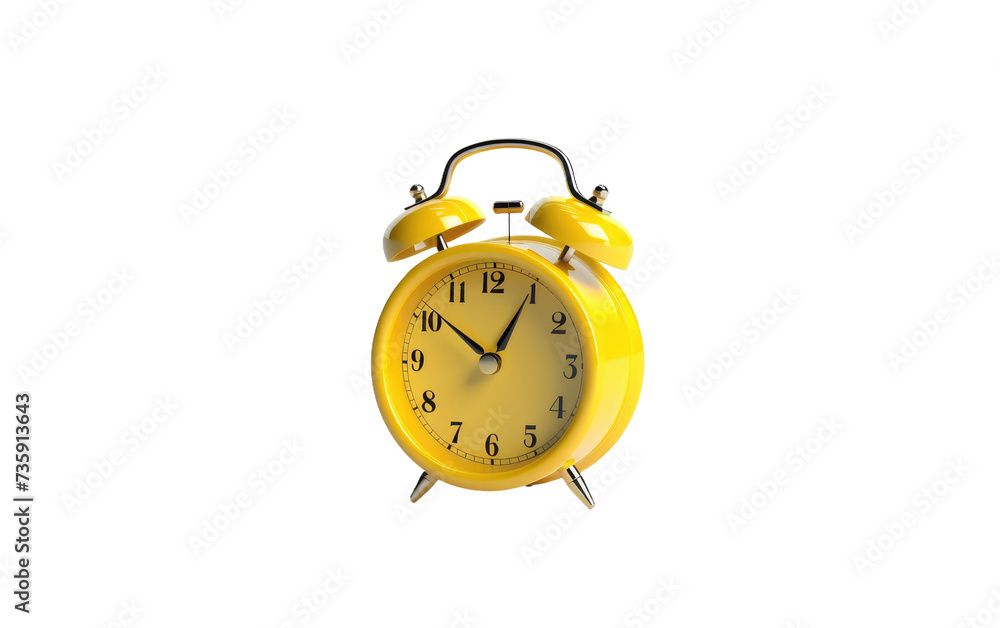 Yellow Alarm Clock. A yellow alarm clock sits on a Transparent background, ready to wake someone up with its loud buzzing. Yellow Alarm Clock. A yellow alarm clock sits on a Transparent background, ready to wake someone up with its loud buzzing.