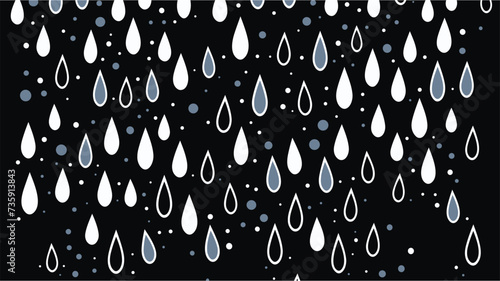 Rainbow. Cute hand drawn endless pattern background for your design. Abstract Particles of Rain. Rain drops - seamless pattern. Modern stylish ink texture. Modern kids b&w seamless pattern with drop.