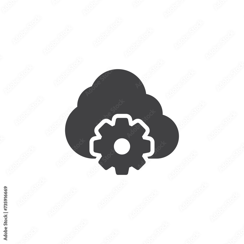 Cloud with gear vector icon Cloud with gear vector icon