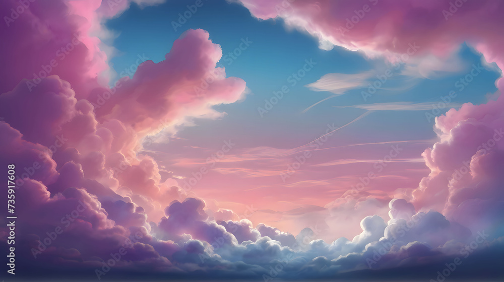 Heart Shaped Clouds Floating in the Blue Sky Heart Shaped Clouds Floating in the Blue Sky