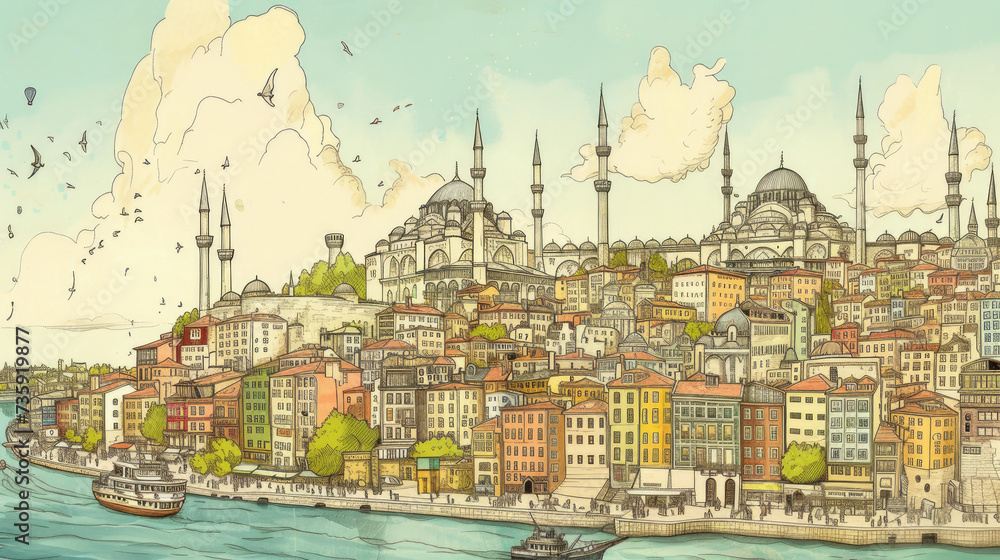 Fototapeta premium Miniature Wonders: Istanbul Cityscape Art