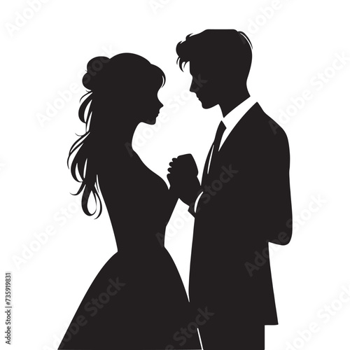 Wallpaper Mural Minimalist Wedding couple Silhouettes Celebrating Love and Togetherness.Minimalist vector couple silhouette Torontodigital.ca