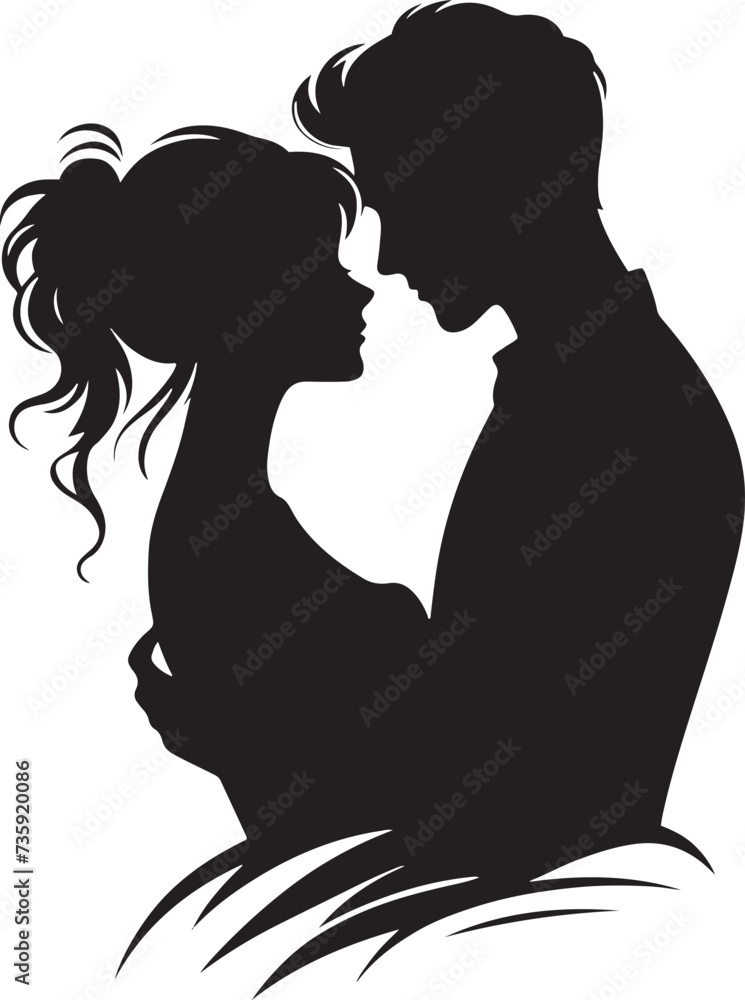 Minimalist Wedding couple Silhouettes Celebrating Love and Togetherness.Minimalist vector couple silhouette