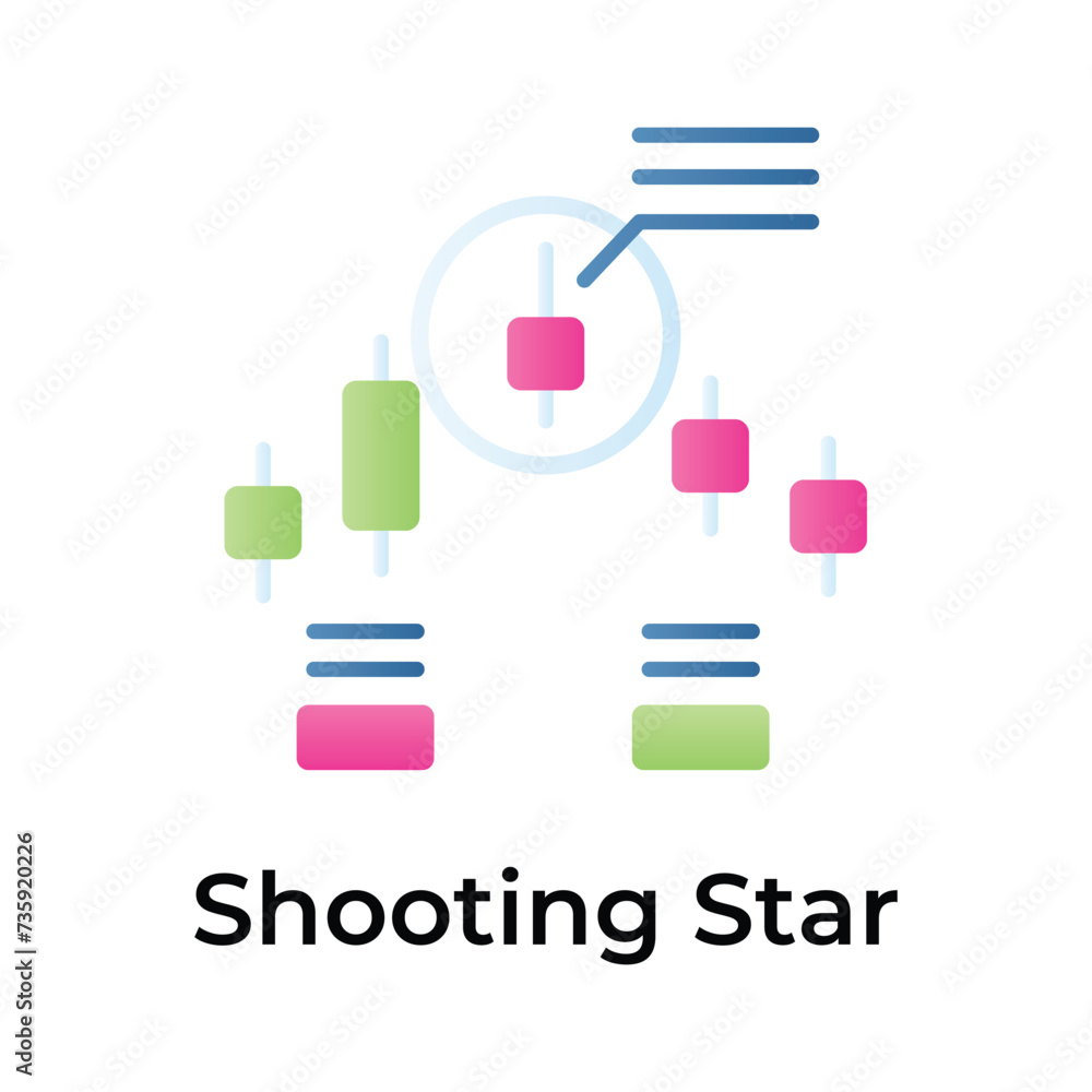 Shooting star icon in modern style, trading related vector Shooting star icon in modern style, trading related vector