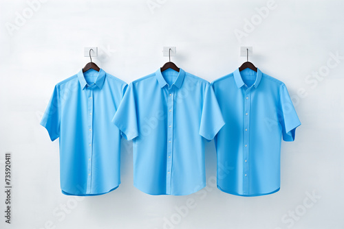 Men's blue shirt on white background.