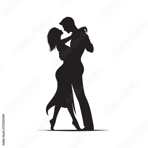 Minimalist Couple Silhouettes Capturing Embarrassing yet Endearing Encounters- Vector embarrassing couple silhouette.
