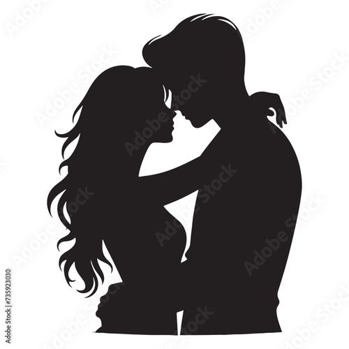 Minimalist Couple Silhouettes Capturing Embarrassing yet Endearing Encounters- Vector embarrassing couple silhouette.