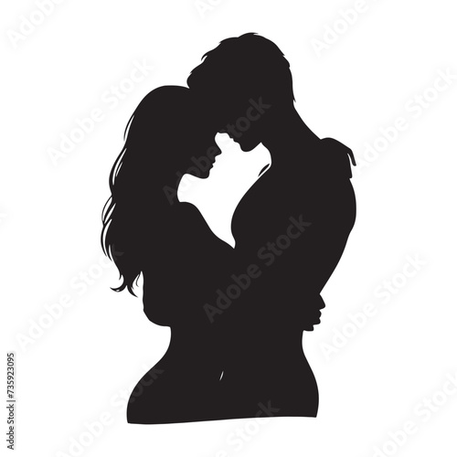 Minimalist Couple Silhouettes Capturing Embarrassing yet Endearing Encounters- Vector embarrassing couple silhouette.