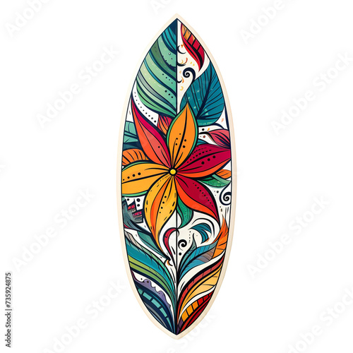 colorful surfboard with white background