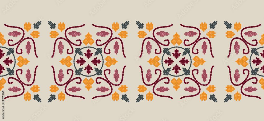 Beautiful Pattern Embroidery floral, leaves and branches pattern design, hem, skirt, adorning sleeves flower embroidery. beautiful border floral embroidery. Ethnic flower pattern.