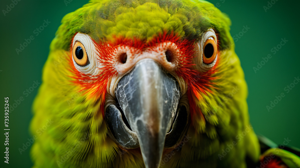 Closeup of a Green parrot