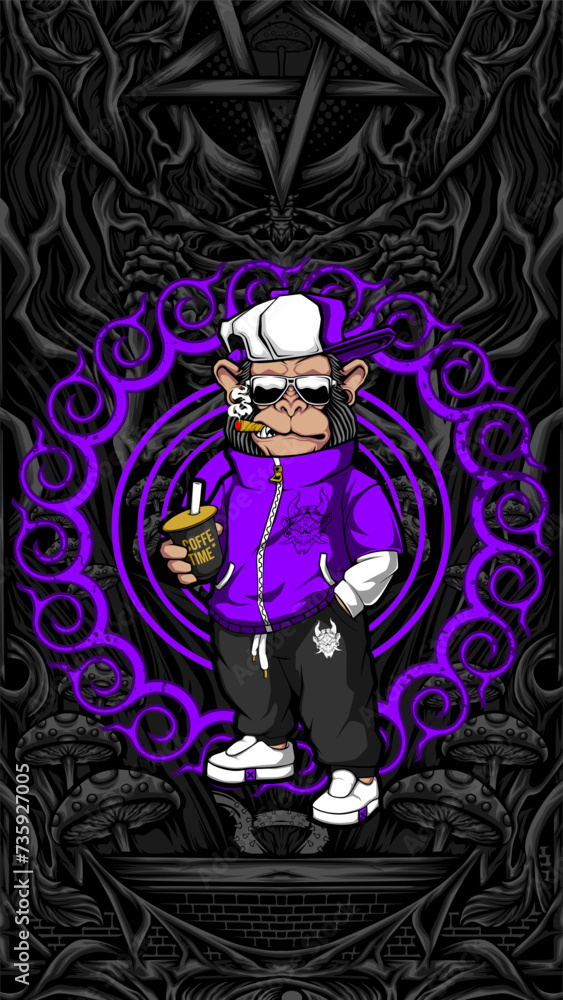 awesome cool monkey illustration for your print project awesome cool monkey illustration for your print project
