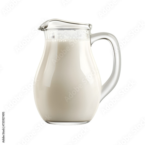 glass jug of milk isolated on a white or transparent background