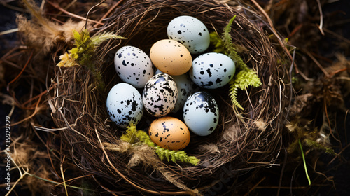 Easter nest of quail eggs