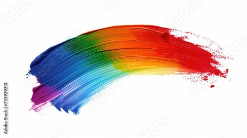 Rainbow coloured colourful paintbrush stroke isolated on white background