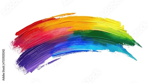 Rainbow coloured colourful paintbrush stroke isolated on white background