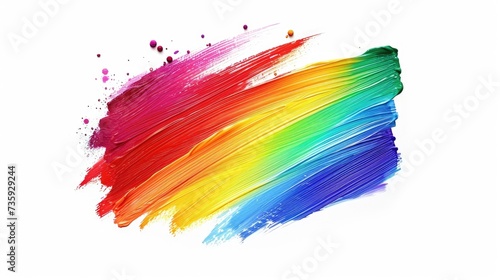 Rainbow coloured colourful paintbrush stroke isolated on white background