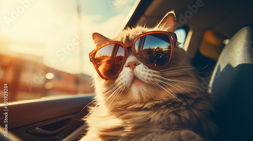 Cool red cat in sunglasses