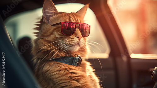 Cool red cat in sunglasses © Johnu