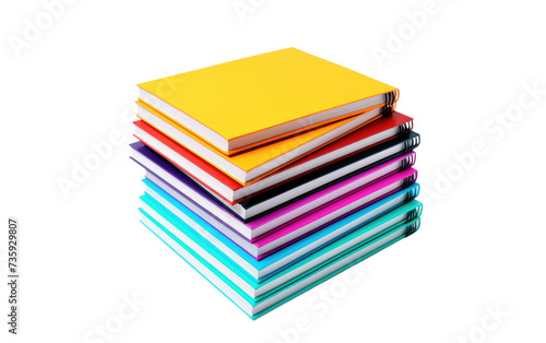 Colorful Notebooks Stacked Together. A stack of vibrant notebooks neatly piled on top of each other, showcasing an array of bright colors.