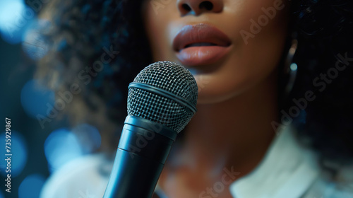 Close-Up of a Person Holding a Microphone