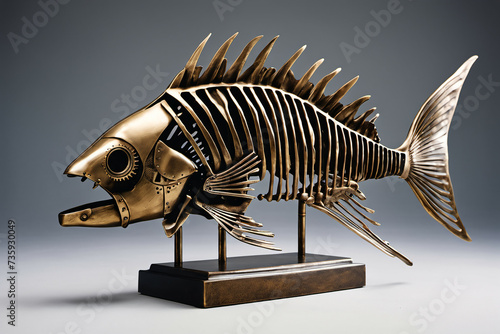 Bronze fish skeleton figuri...