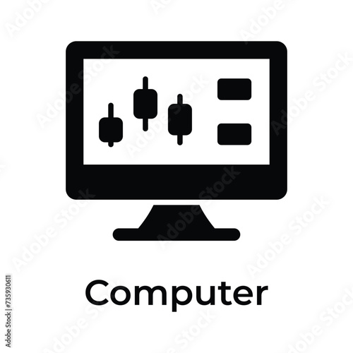 Stock market, trading dashboard icon, vector of computer monitor in modern style