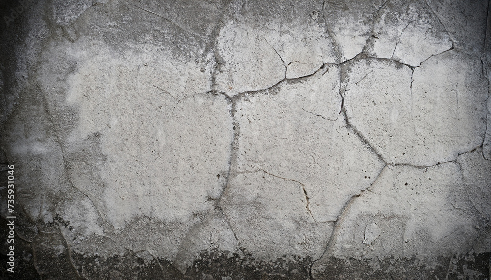 Obraz premium Cracked concrete wall in gray color, texture background; grunge style
