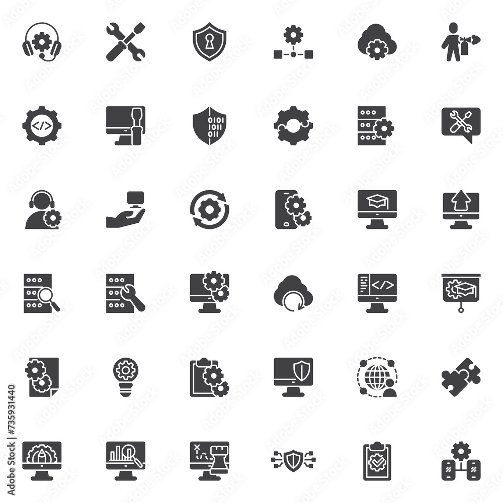 Technical service vector icons set Technical service vector icons set