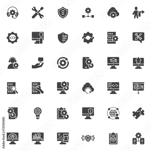 Technical service vector icons set