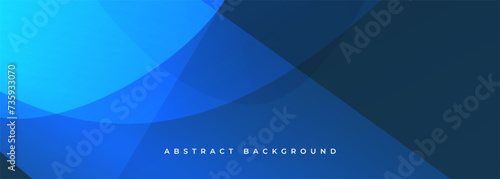 Abstract dark blue minimal background with dynamic wave shapes. Vector illustration wide horizontal banner
