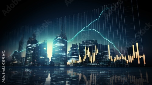Vibrant finance analysis chart on stock market business background