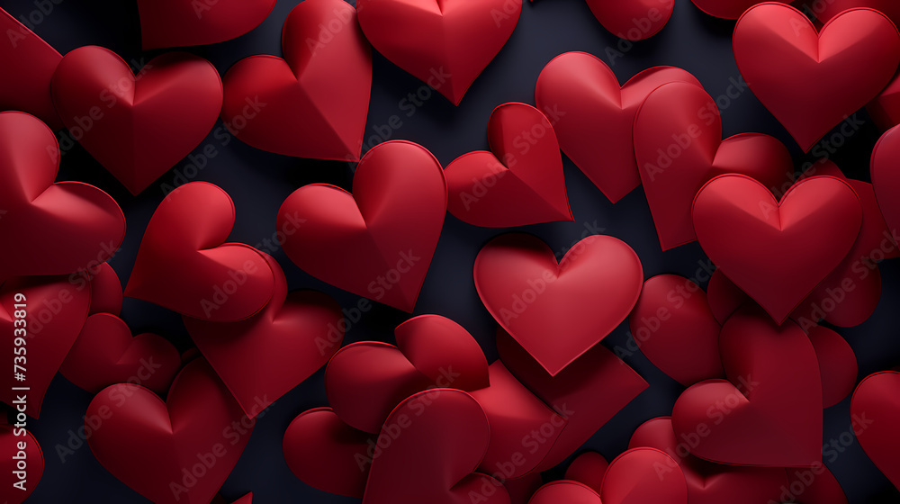 4k seamless loop hearts. valentine's day abstract background with red hearts.