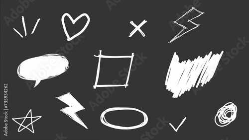 doodle icon element looping animation free hand drawing green screen