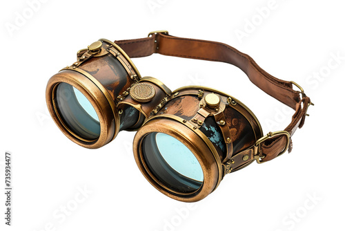 Steampunk Goggles Magnifying Lenses Isolated on Transparent Background