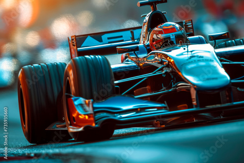 Close-up of a Formila 1 car during a race photo