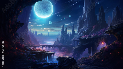 Fantasy night landscape